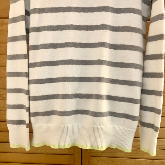 Sweater Asymmetrical White Striped Long Sleeve Cotton Blend Simply Vera Large - Picture 5 of 11